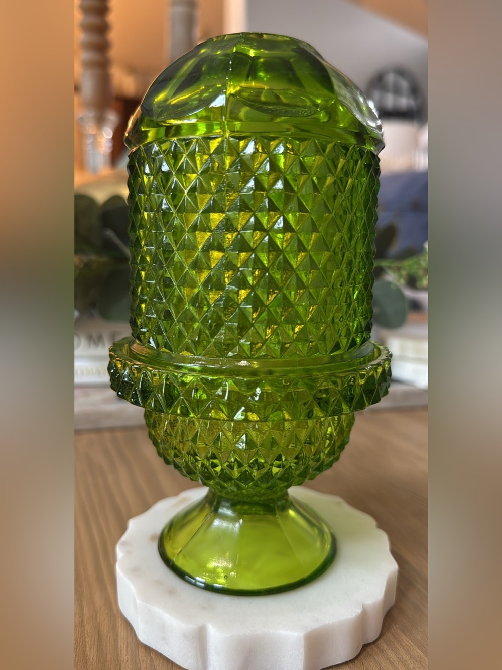 Fairy Lamp- Viking glass Green Textured Glass